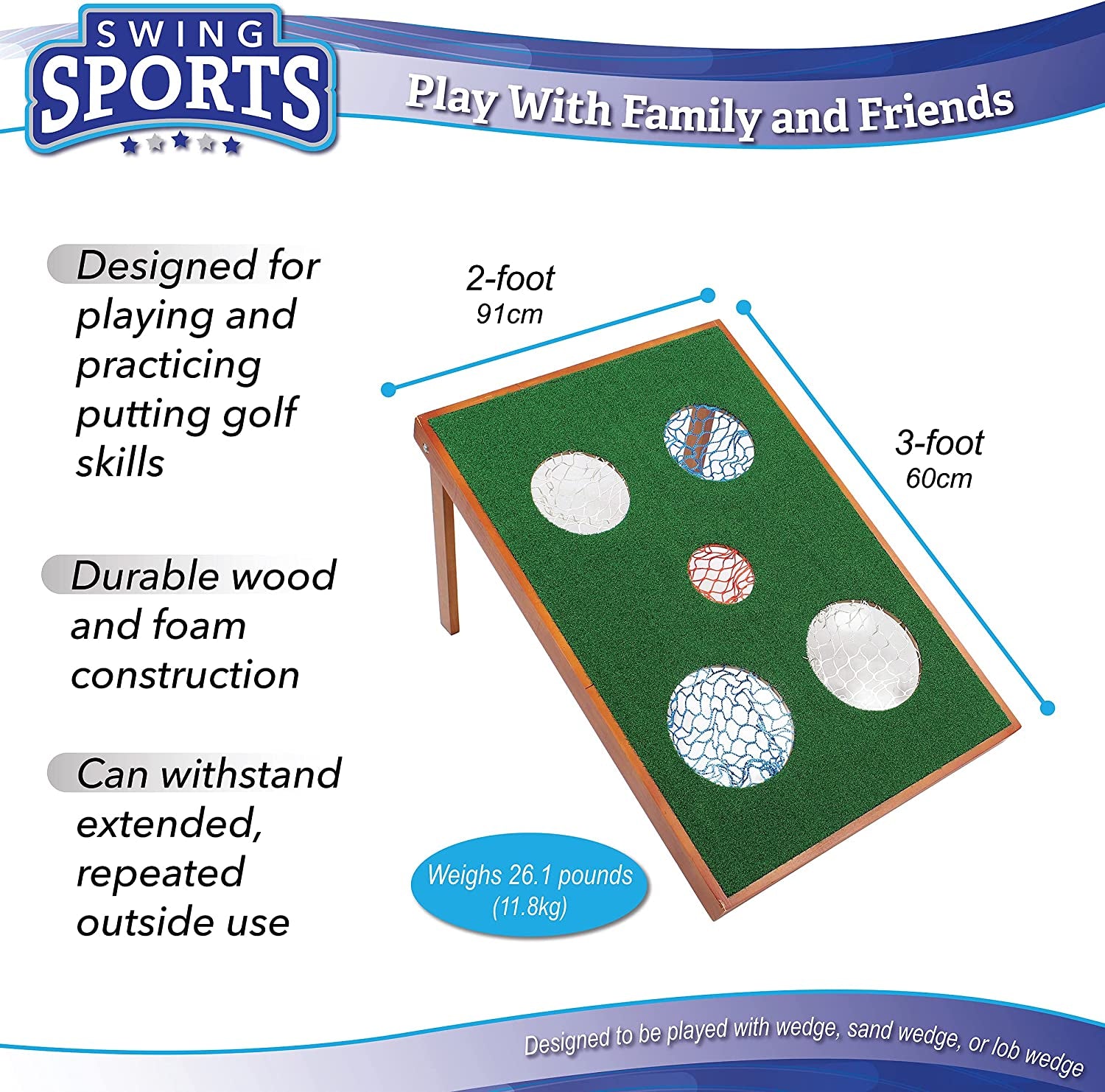 Golf Cornhole Set, 5 Holes - Outdoor Practice Golfing Corn Hole Kit, Backyard Outdoors Chipping Golf Game