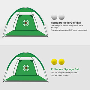 Kids Golf Hitting Net, Mat & Balls Bundle - 6 Foot Golf Practice Net & Golf Mat