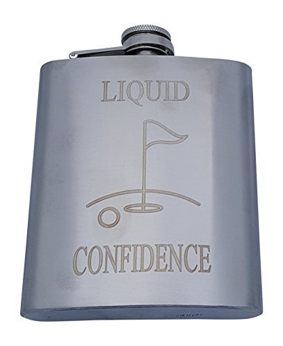 Golf Flask Gift Set - 7 oz Flask Engraved with Liquid Confidence