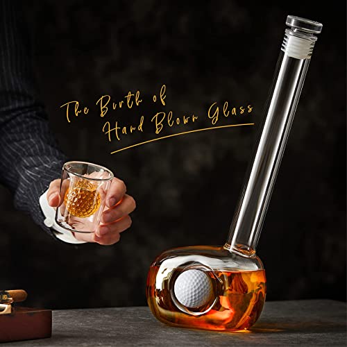Golf Decanter Whiskey Decanter Set with 4 Golf Ball Whiskey Glasses