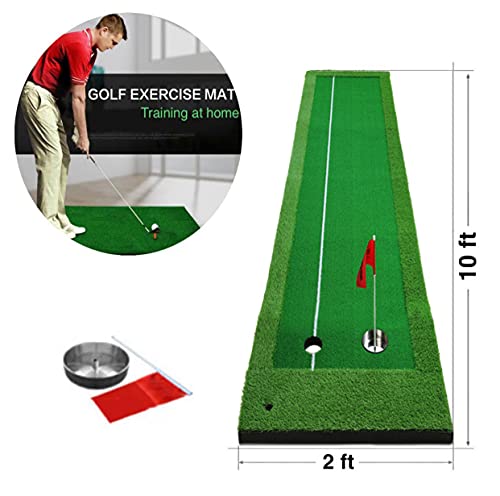 2x10 Foot Putting Green Package - Includes a Cup, a Flag, a Brush & 2 Way Putter