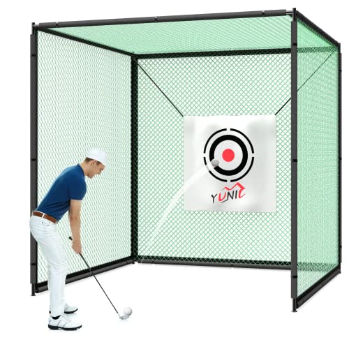 Top Golf Cage (10ft x 10ft x 10ft) Bundle - Includes 3x5 Golf Mat & Golf Accessories