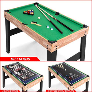 Smaller 10-in-1 Game Table w/Foosball, Pool, Shuffleboard, Ping Pong, Hockey, and More