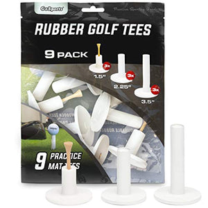 Rubber Golf Tees 9 Pack - Golf Rubber Tees for Any Golf Practice Mat
