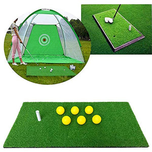 Golf Mat Starter Bundle with 12x24 Golf Mat, 12 Real Golf Balls & Unbreakable Tees