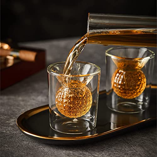 Golf Decanter Whiskey Decanter Set with 4 Golf Ball Whiskey Glasses