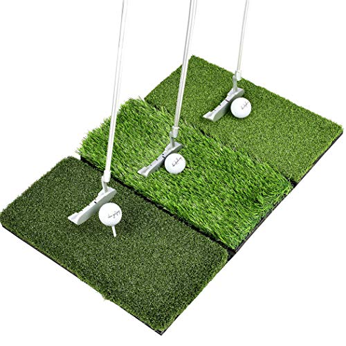 Golf Mat Set - Tri Turf Foldable Golf Hitting Mat with Putter & Balls!