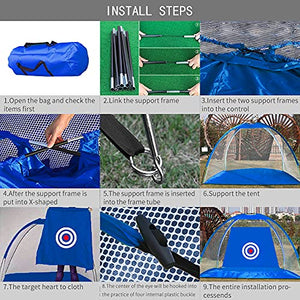 Starter Blue Golf Nets for Backyard - Kids Golf Practice Net with Golf Mat