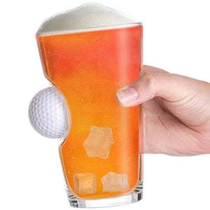 Fathers Day Golf Gifts - Golf Pint Glass with Real Golf Ball