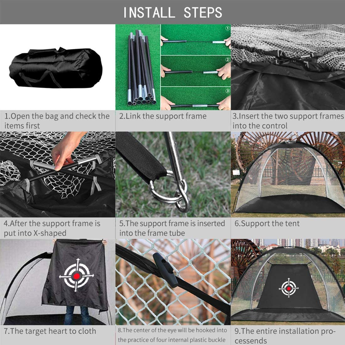 BASIC Starter Golf Practice Net - 1m and 2m Black Nets