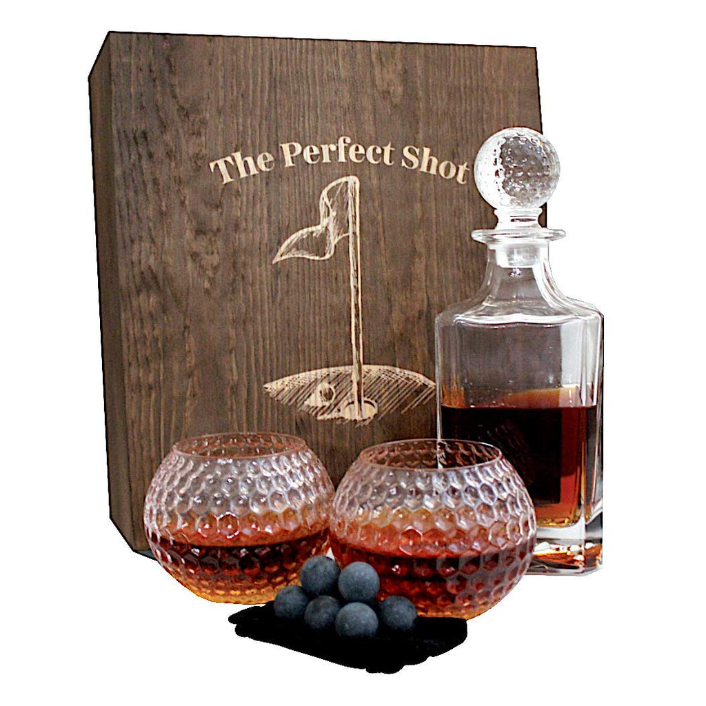 Golf Ball Whiskey Glass and Decanter Set - Perfect Golfer Gift!