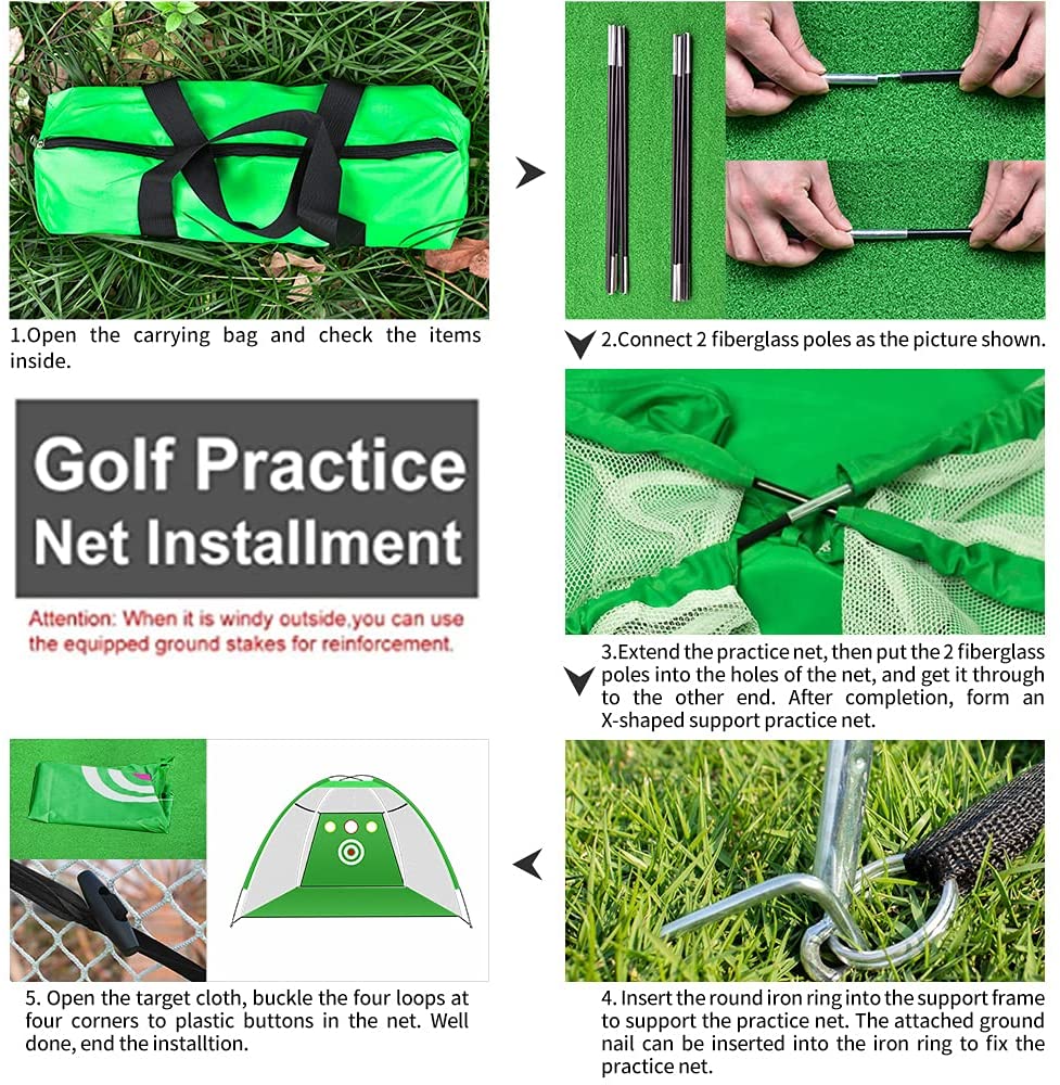 10 Foot Golf Practice Net with 3 Chipping Targets - Deluxe Golf Nets