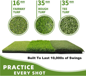 Tri-Turf XL Golf Hitting Mat 3-in-1 Golf Mat for Driving, Chipping and Putting
