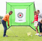 10x10 Golf Cage - Deluxe Golf Cage with Golf Target & Golf Hitting Mat