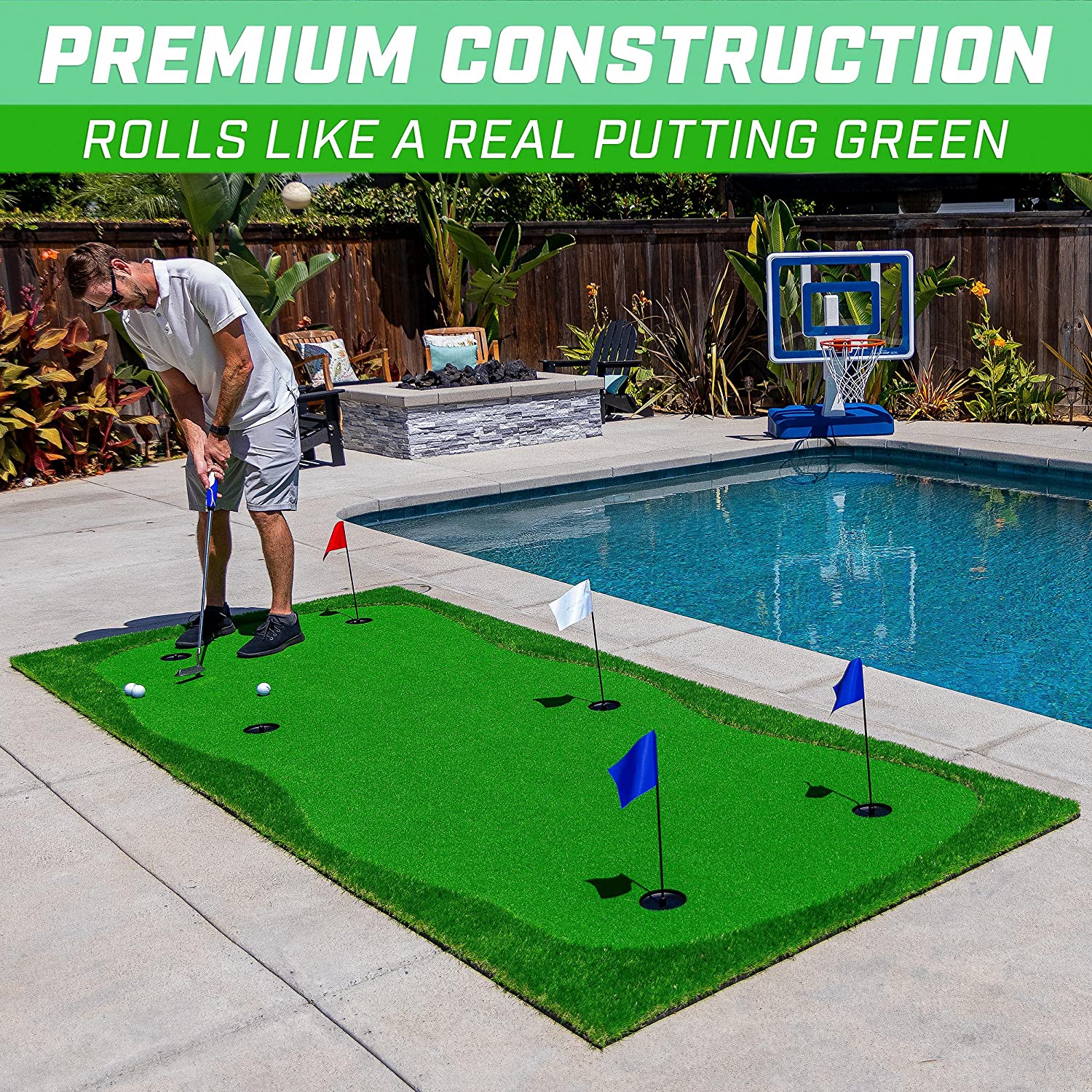 Bigger 12'x5' Golf Putting Greens for Indoor & Outdoor Putting Practice