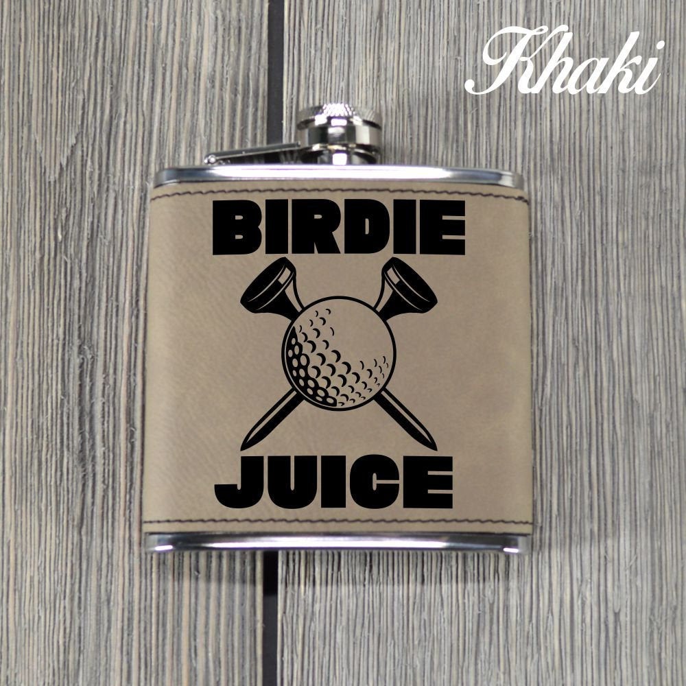 Leather Golf Flask for "Birdie Juice" - Golf Christmas Gift