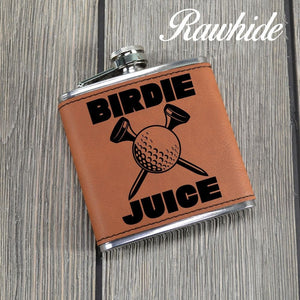 Leather Golf Flask for "Birdie Juice" - Golf Christmas Gift