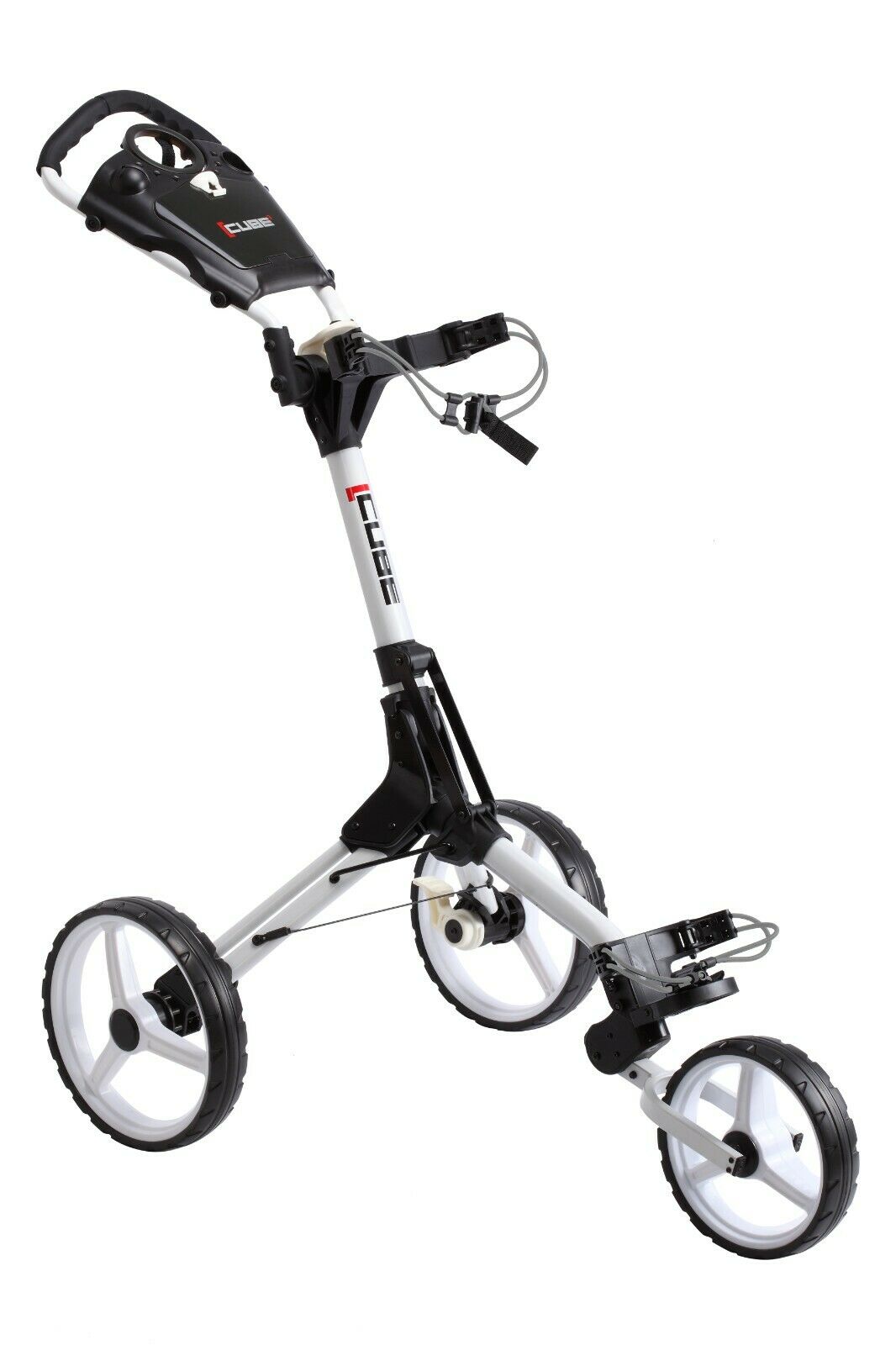 Cube 3 Wheel Compact Golf Push Cart with Umbrella Holder - The Golfing Eagles