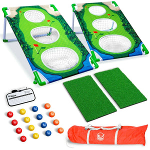 2020 Deluxe Backyard Golf Cornhole Game Set (2 Boards, 2 Mats & 16 Balls) - The Golfing Eagles