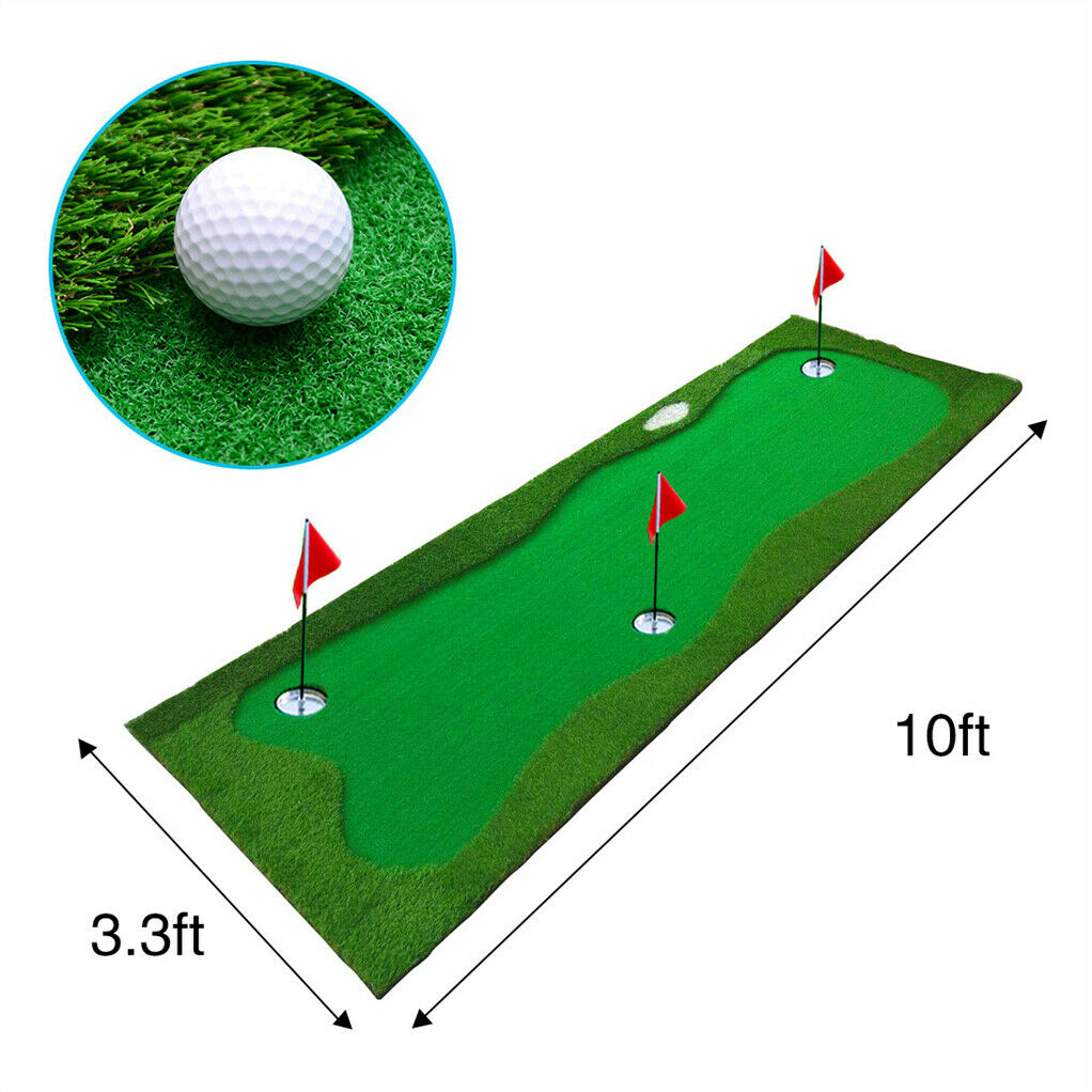 Home Golf Putting Greens - 3.3x10 Foot with 3 Holes & Flags