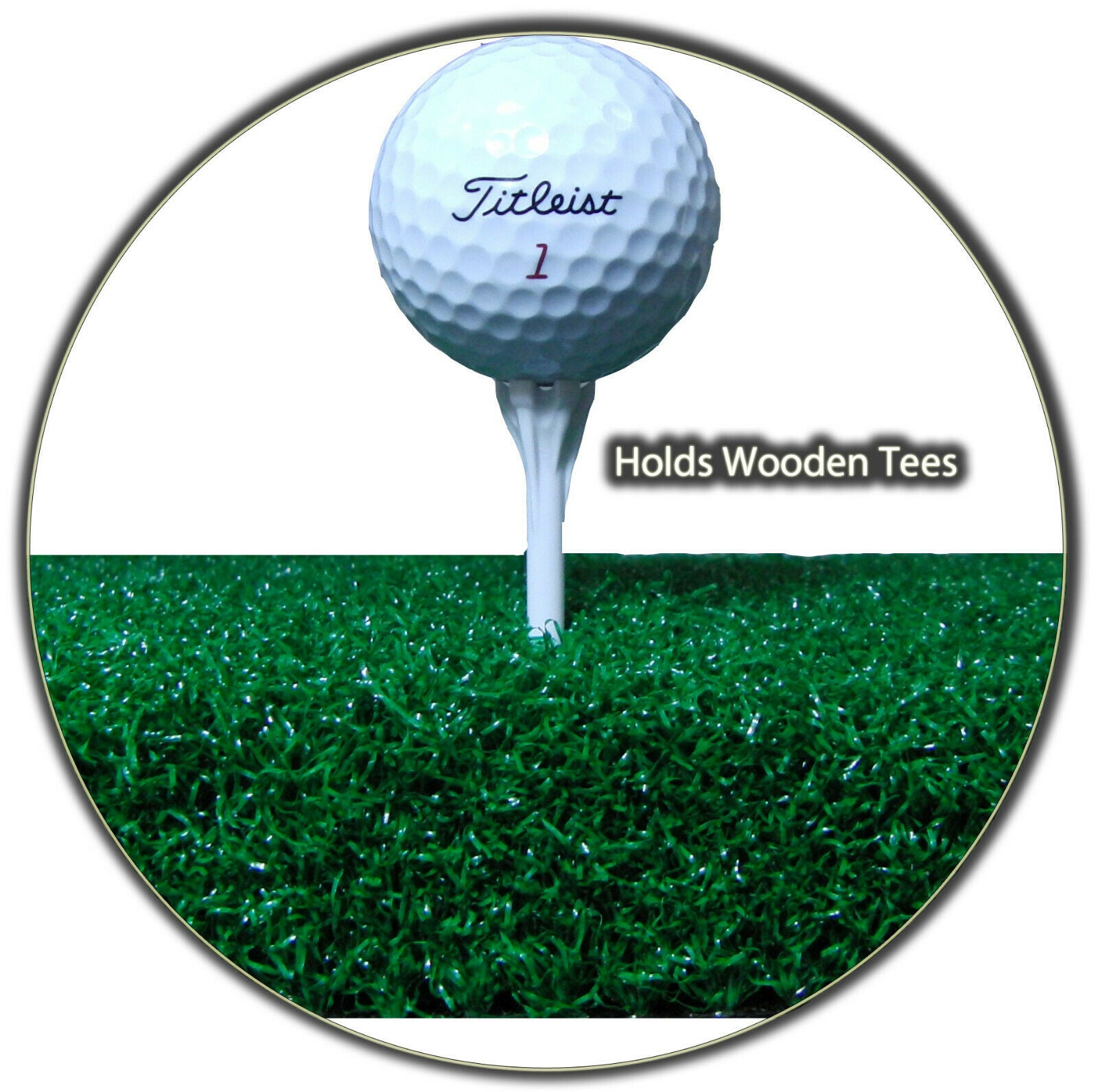 5' x 5' Elite Grass Golf Mat with Ball Tray - Holds Wooden Tee Golf Mat