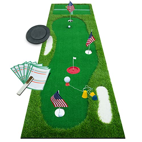 2-in-1 Golf Putting Green/Golf Hitting Mat, 10' Golf Practice Chipping